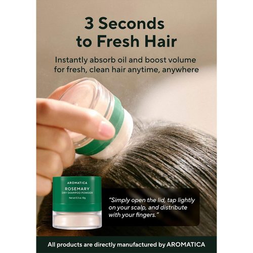 شامپو خشک رزماری آروماتیکا کنترل چربی، تقویت ساقه و ریشه مو AROMATICA Rosemary Dry Shampoo Powder
