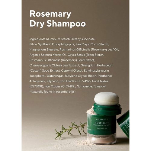 شامپو خشک رزماری آروماتیکا کنترل چربی، تقویت ساقه و ریشه مو AROMATICA Rosemary Dry Shampoo Powder