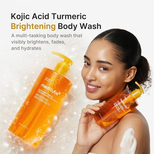 شوینده لایه بردار ملایم و روشن کننده بدن کوجیک اسید و زردچوبه مدی کیوب Medicube Kojic Acid Turmeric Brightening Body Wash