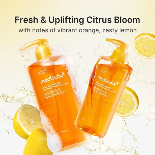 شوینده لایه بردار ملایم و روشن کننده بدن کوجیک اسید و زردچوبه مدی کیوب Medicube Kojic Acid Turmeric Brightening Body Wash