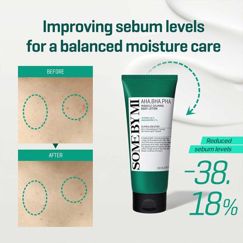 لوسیون بدن میراکل سام بای می ضدجوش، لایه بردار ملایم و تسکین دهنده پوست SOME BY MI AHA, BHA, PHA Miracle Calming Body Lotion