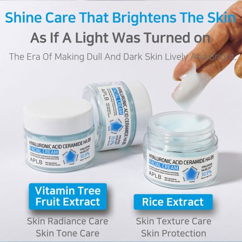 کرم هیالورونیک اسید، سراماید و پنتنول APLB ترمیم کننده، آبرسان و تسکین دهنده پوست APLB Hyaluronic Acid Ceramide HA B5 Facial Cream