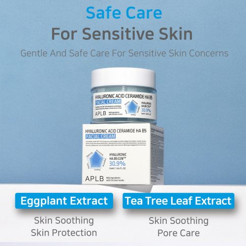کرم هیالورونیک اسید، سراماید و پنتنول APLB ترمیم کننده، آبرسان و تسکین دهنده پوست APLB Hyaluronic Acid Ceramide HA B5 Facial Cream