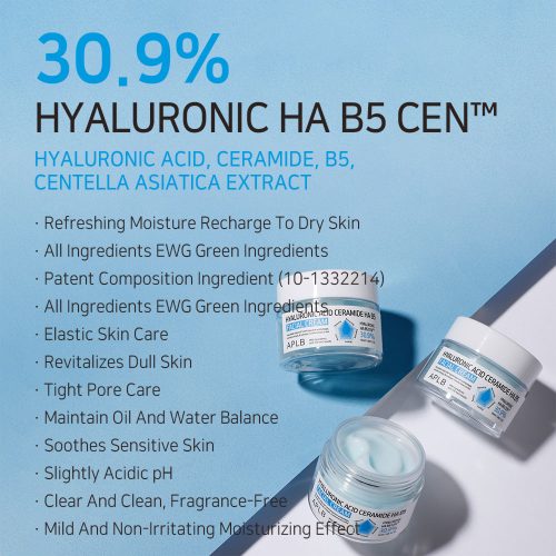 کرم هیالورونیک اسید، سراماید و پنتنول APLB ترمیم کننده، آبرسان و تسکین دهنده پوست APLB Hyaluronic Acid Ceramide HA B5 Facial Cream