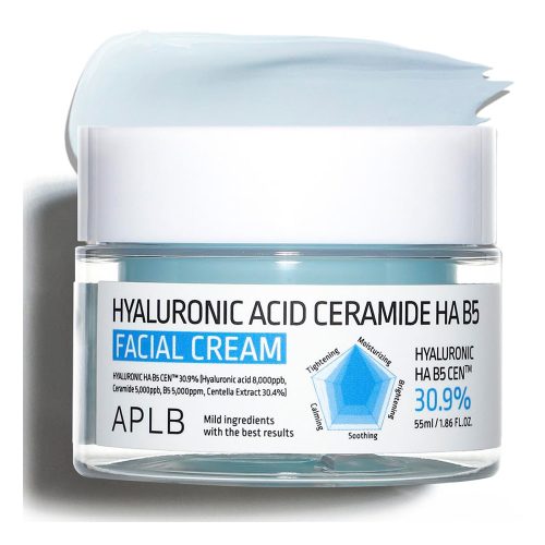 کرم هیالورونیک اسید، سراماید و پنتنول APLB ترمیم کننده، آبرسان و تسکین دهنده پوست APLB Hyaluronic Acid Ceramide HA B5 Facial Cream