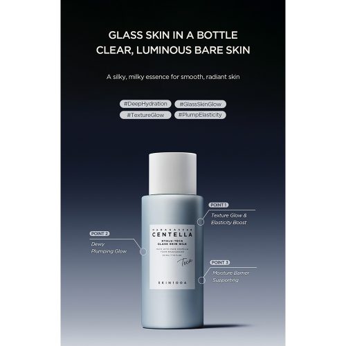 اسنس میلکی هیالو تیکا سنتلا اسکین 1004 آبرسان عمقی، تسکین دهنده و تقویت سد دفاعی پوست SKIN1004 Madagascar Centella Hyalu-Teca Glass Skin Milk