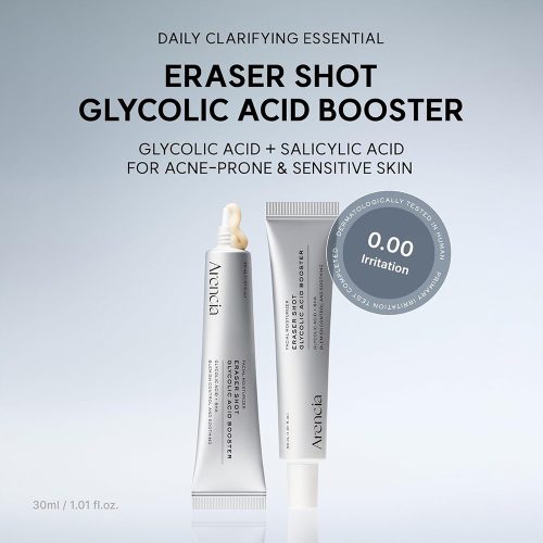 بوستر سرم گلیکولیک اسید آرنسیا لایه بردار، کنترل چربی و منافذ و روشن کننده پوست Arencia Eraser Shot Glycolic Acid Booster
