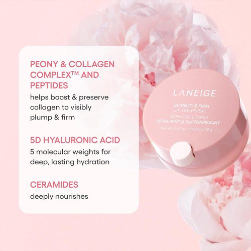 تریتمنت لب گل صد تومانی لانیژ ضد چروک و ترمیم کننده لب های خشک و آسیب دیده LANEIGE Bouncy & Firm Lip Treatment