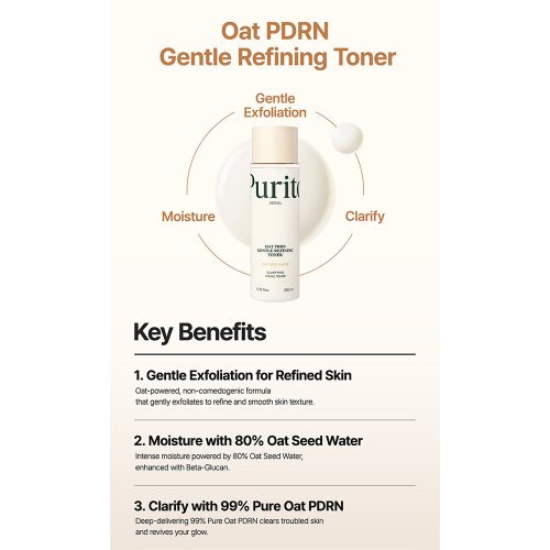 تونر جو دوسر و PDRN پیوریتو آبرسان، تقویت سد دفاعی و تسکین دهنده قوی پوست Purito SEOUL Oat PDRN Gentle Refining Toner