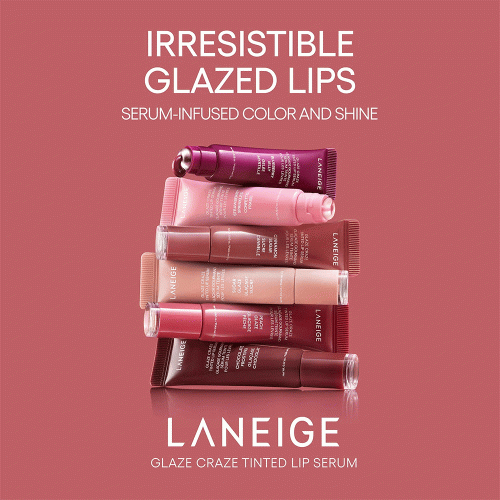 تینت لب سرمی لانیژ آبرسان، حجم دهنده و درخشان کننده Laneige Glaze Craze Tinted Lip Serum