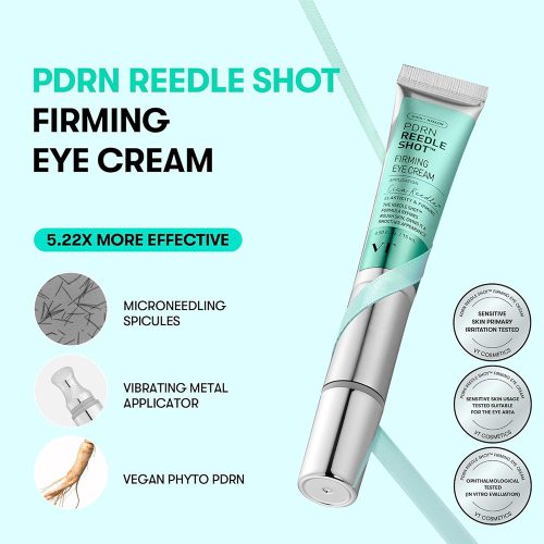 دور چشم ویبره دار PDRN وی تی کازمتیک آبرسان، ترمیم کننده، روشن کننده و جوانساز پوست VT Cosmetics PDRN Reedle Shot Eye Lifter