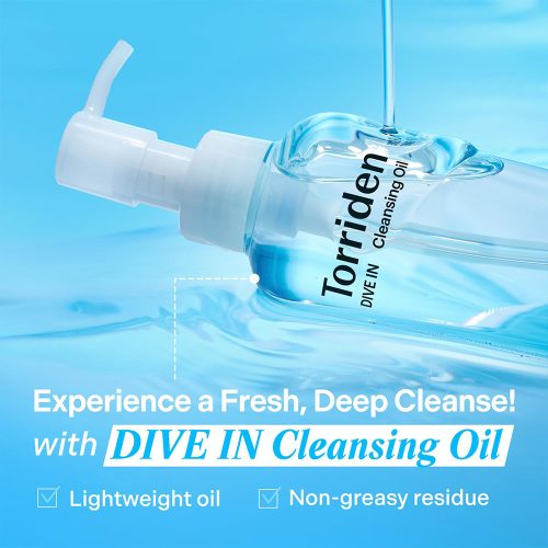 شوینده روغنی ریز مولکولی هیالورونیک اسید توریدن آبرسان عمقی و کنترل منافذ پوست Torriden DIVE IN Cleansing Oil