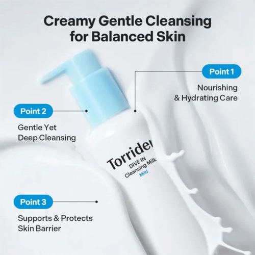 شوینده میلکی هیالورونیک اسید ریزمولکولی توریدن Torriden Dive-in Low Molecular Hyaluronic Acid Cleansing Milk