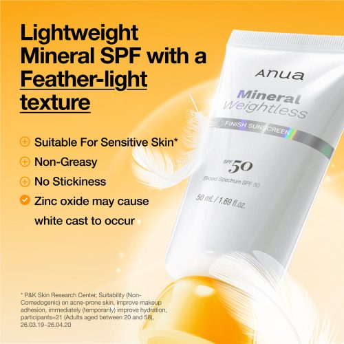 ضد آفتاب سبک مینرال آنوا آبرسان، ترمیم و تقویت سد دفاعی پوست Anua Mineral Weightless Finish Sunscreen