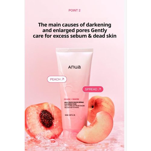 فوم شوینده روشن کننده هلو نیاسین آنوا Anua Peach Niacin Spread Cleansing Foam