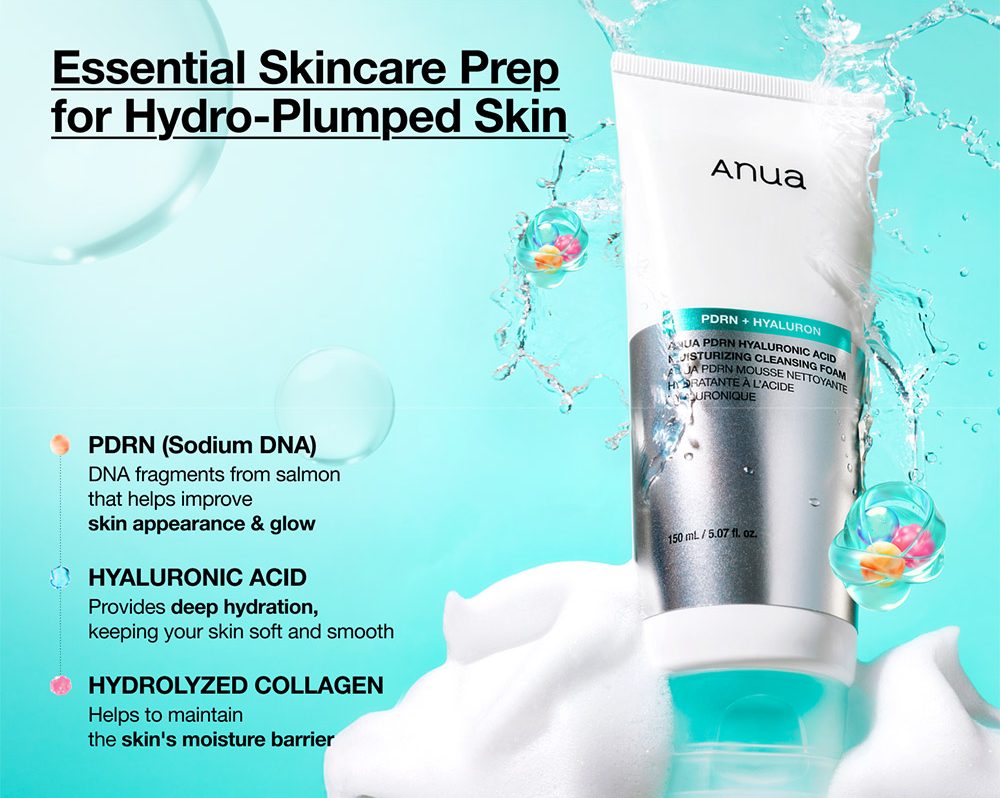فوم شوینده ملایم PDRN و هیالورونیک اسید آنوا آبرسان و تقویت سد دفاعی پوست Anua PDRN Hyaluronic Acid Moisturizing Cleansing Foam