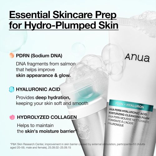 فوم شوینده ملایم PDRN و هیالورونیک اسید آنوا آبرسان و تقویت سد دفاعی پوست Anua PDRN Hyaluronic Acid Moisturizing Cleansing Foam
