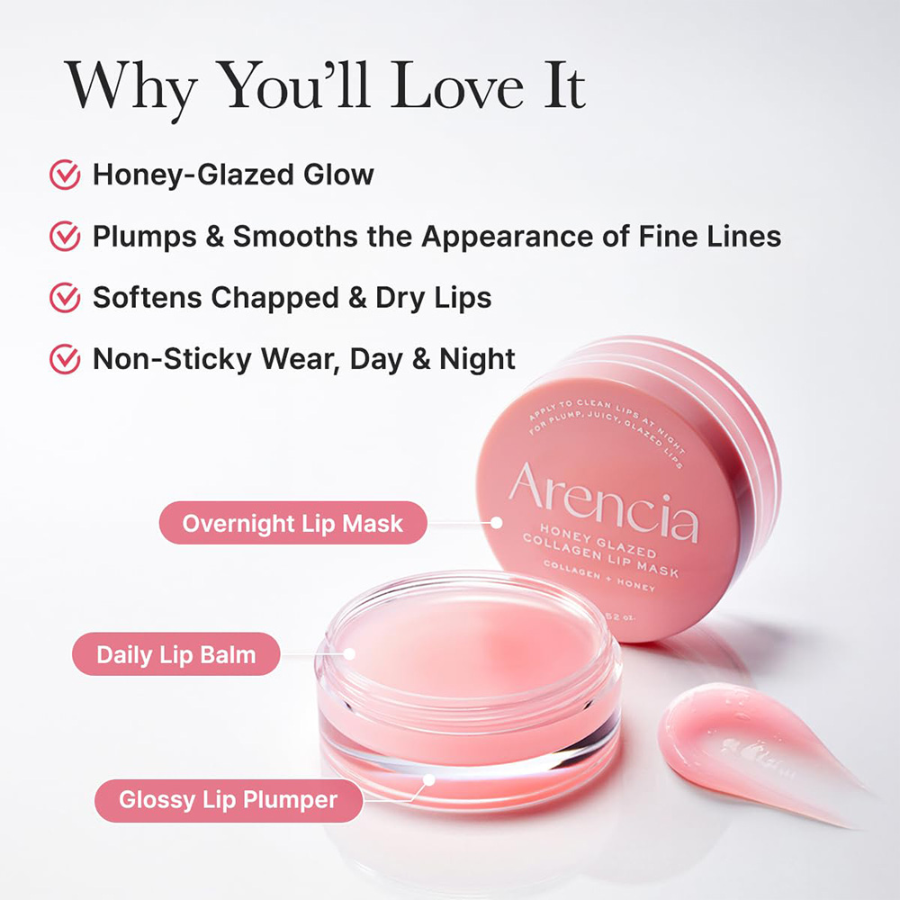 ماسک لب عسل و کلاژن آرنسیا مرطوب کننده و ترمیم کننده لب های خشک و ترک خورده Arencia Honey Glazed Collagen Lip Mask