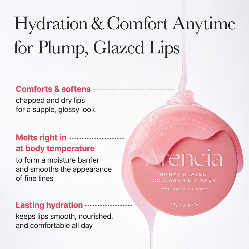 ماسک لب عسل و کلاژن آرنسیا مرطوب کننده و ترمیم کننده لب های خشک و ترک خورده Arencia Honey Glazed Collagen Lip Mask