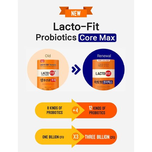 مکمل نارنجی پروبیوتیک لاکتوفیت مدل Core Max تقویت سیستم ایمنی و گوارش بدن LACTO FIT Probiotics Core Max