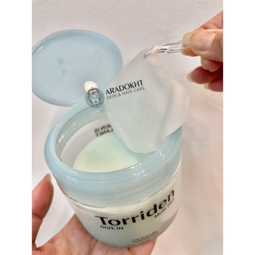 پد تونر هیالورونیک اسید ریز مولکولی توریدن آبرسان قوی و تسکین دهنده پوست Torriden DIVE-IN Low Molecular Hyaluronic Acid Multi Pad