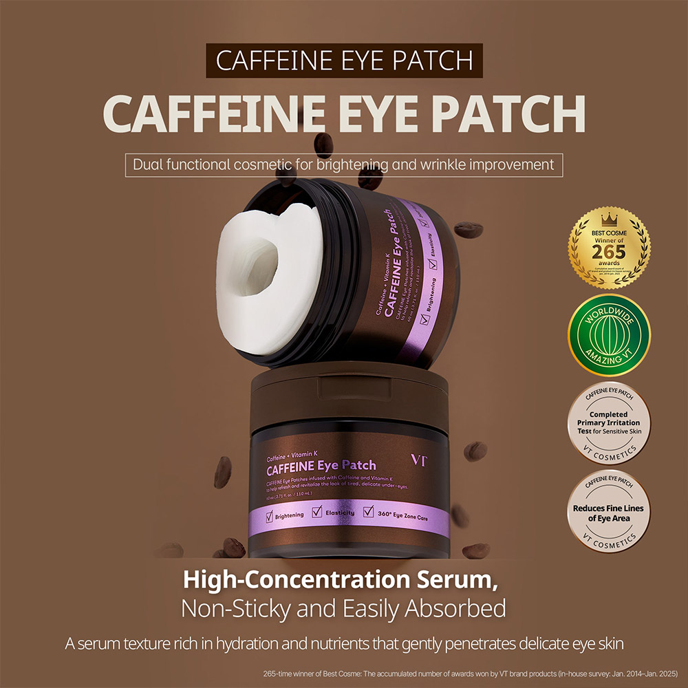 پچ دور چشم کافئین وی تی کازمتیک ضد پف، ضد چروک و روشن کننده VT COSMETICS CAFFEINE EYE PATCH