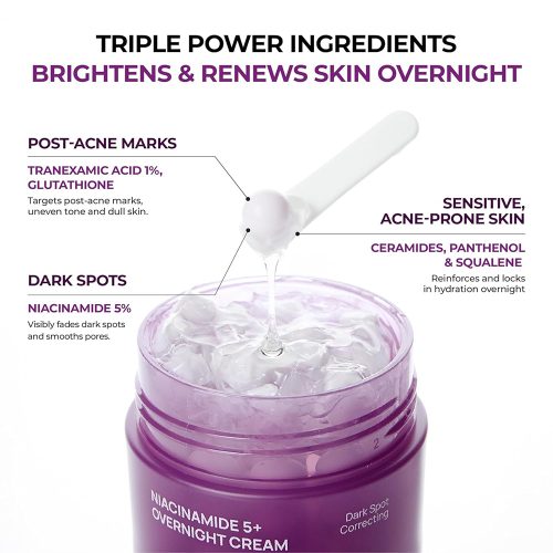 کرم شب ضد لک و روشن کننده نیاسینامید 5 درصد جومیسو JUMISO Niacinamide 5+ Overnight Cream