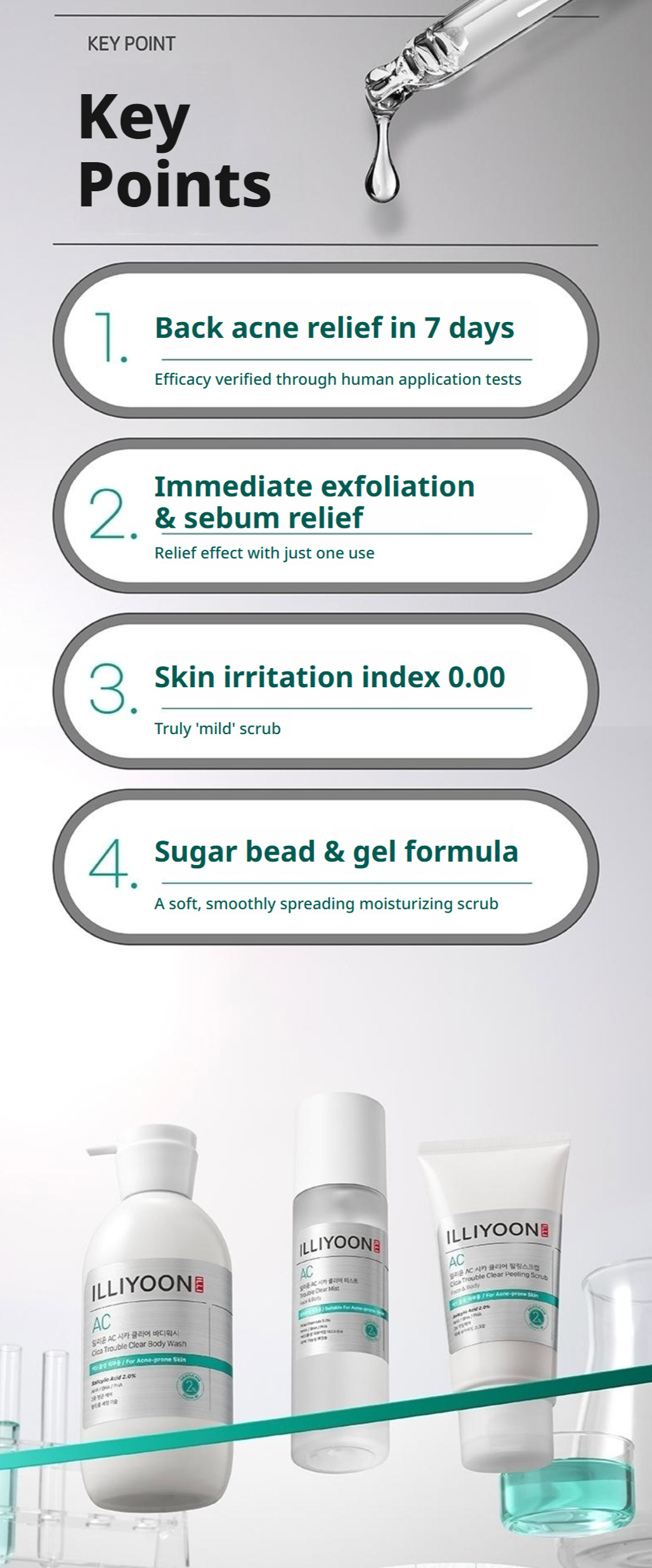 اسکراب لایه بردار ضد جوش و تسکین دهنده بدن ایلیون ILLIYOON AC Cica Clear Peeling Scrub