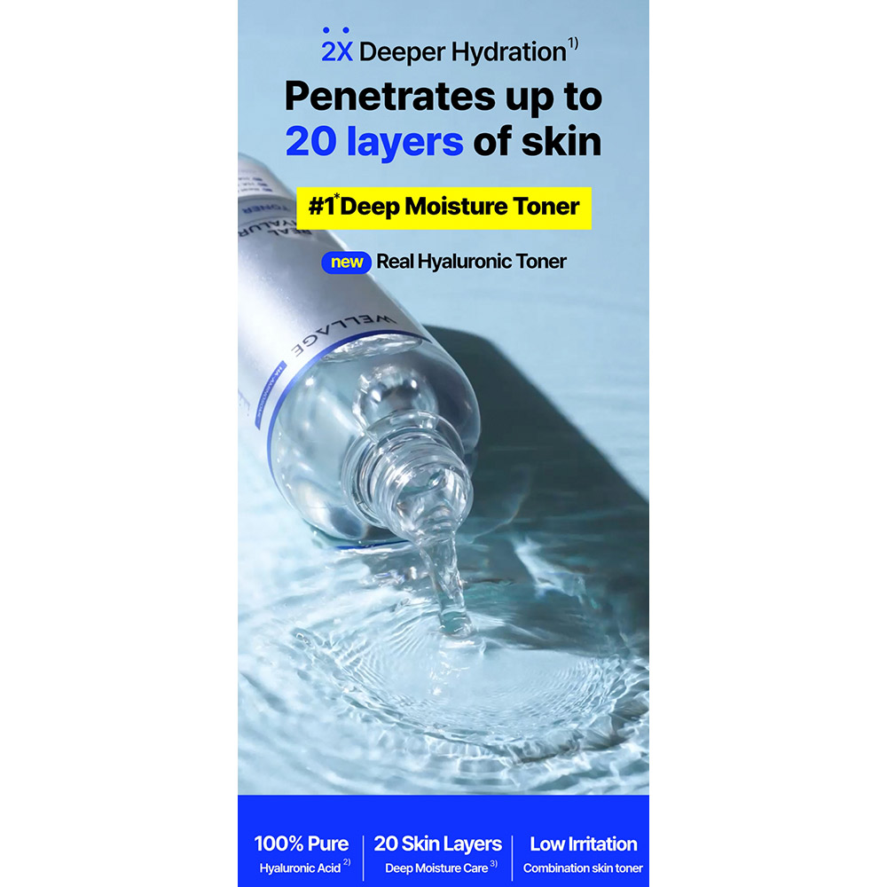تونر آبرسان قوی هیالورونیک 100 ولاژ WELLAGE Real Hyaluronic 100 Toner