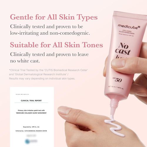 ضد آفتاب بی رنگ درخشان کننده کلاژن مدی کیوب medicube Sunscreen No Cast Just Glow Collagen