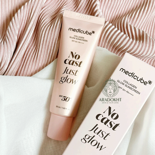 ضد آفتاب بی رنگ درخشان کننده کلاژن مدی کیوب medicube Sunscreen No Cast Just Glow Collagen