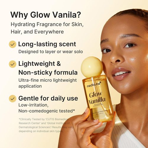 میست خوشبو کننده مو و بدن مدی کیوب با رایحه وانیل آبرسان و درخشان کننده پوست medicube Glow Vanilla Hair & Body Fragrance Mist