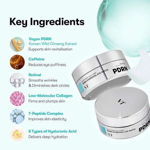 پچ زیر چشم هیدروژلی PDRN وی تی کازمتیک آبرسان، ضد چروک و روشن کننده VT PDRN Hydrogel Eye Patch