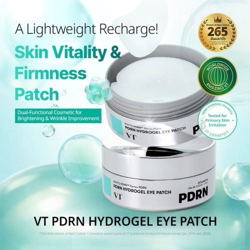 پچ زیر چشم هیدروژلی PDRN وی تی کازمتیک آبرسان، ضد چروک و روشن کننده VT PDRN Hydrogel Eye Patch