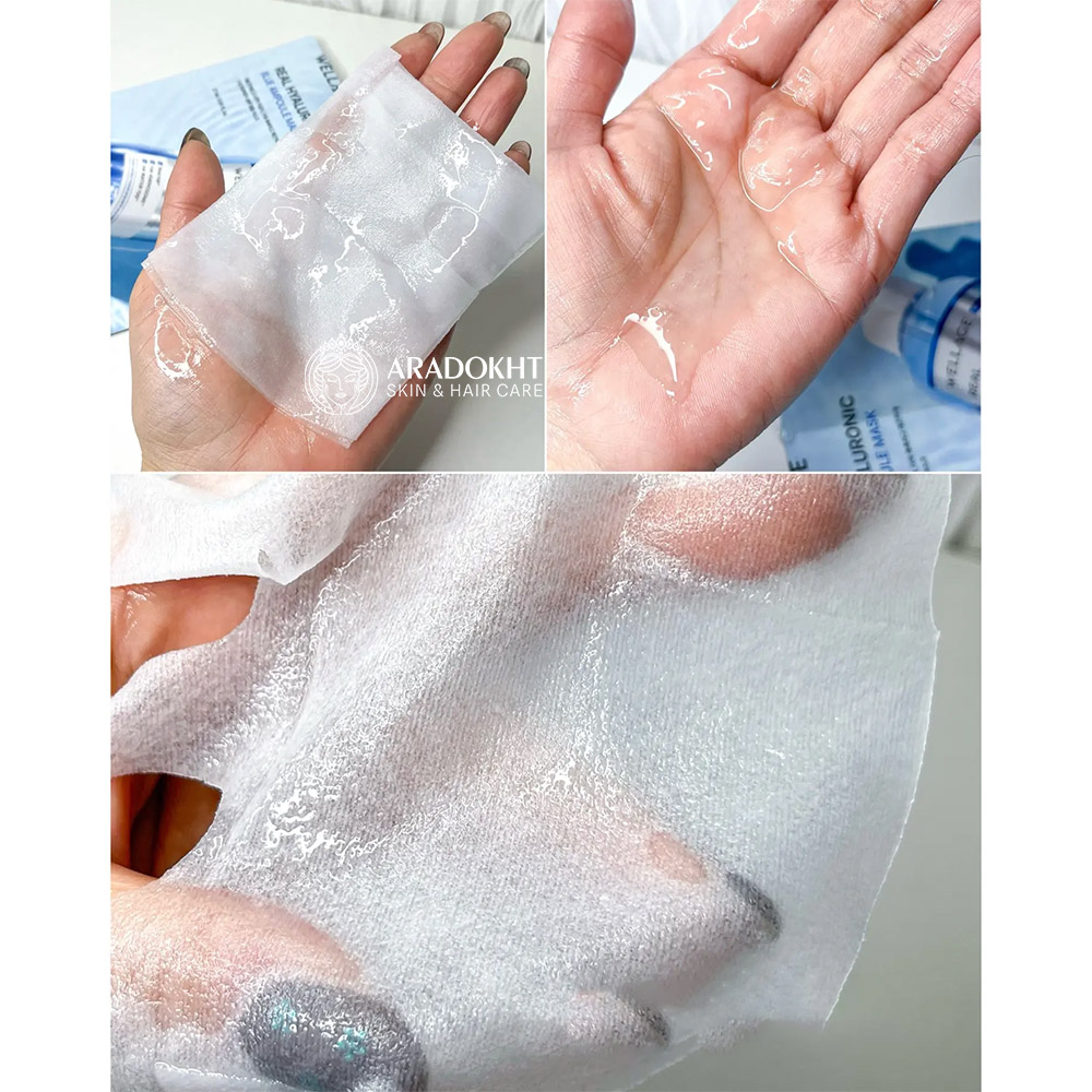 پک ماسک ورقه ای آبرسان هیالورونیک اسید ولاژ WELLAGE Real Hyaluronic Blue Ampoule Mask