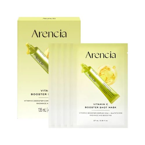 پک ماسک ورقه ای بوستر شات ویتامین سی آرنسیا روشن کننده قوی، آبرسان و درخشان کننده پوست Arencia Vitamin C Booster Shot Mask