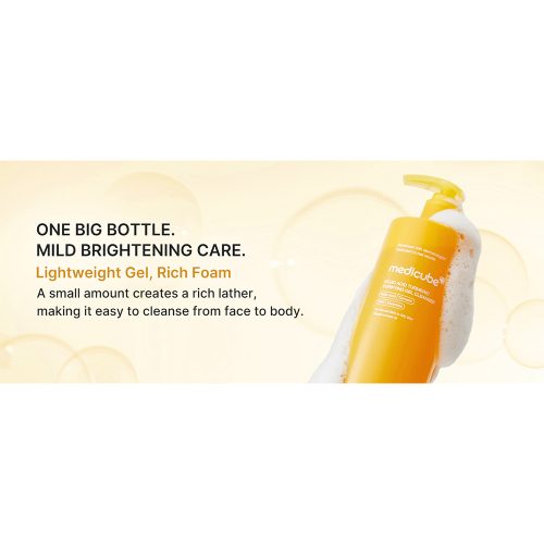 ژل شوینده روشن کننده صورت و بدن کوجیک اسید و زردچوبه مدی کیوب medicube Kojic Acid Turmeric Purifying Gel Cleanser