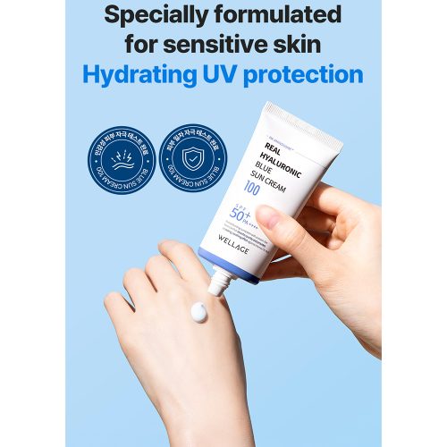 کرم ضد آفتاب آبرسان هیالورونیک اسید ولاژ WELLAGE Real Hyaluronic Blue Sun Cream