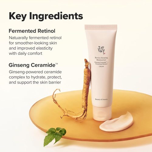 کرم مرطوب کننده رتینول تخمیری جینسینگ و سراماید بیوتی آف جوسان ضد چروک و جوانساز پوست Beauty of Joseon Revive Firming Moisturizer Ginseng Ceramide + Fermented Retinol