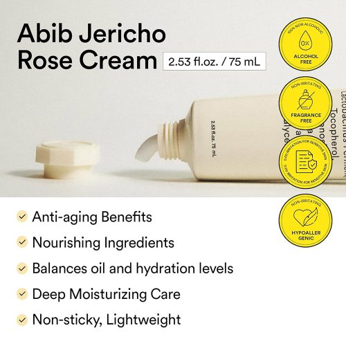 کرم مرطوب کننده رز جریکو ابیب ضد چروک، جوانساز و ترمیم کننده پوست Abib Jericho Rose Crème Nutrition Tube