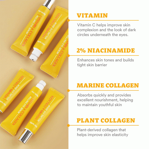 سرم دور چشم رولی ویتامین و کلاژن فارم‌ استی روشن کننده، آبرسان و کاهش خطوط ریز FarmStay Vitamin & Collagen Rolling Eye Serum