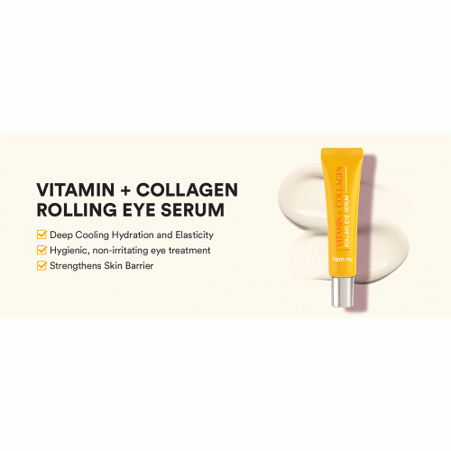 سرم دور چشم رولی ویتامین و کلاژن فارم‌ استی روشن کننده، آبرسان و کاهش خطوط ریز FarmStay Vitamin & Collagen Rolling Eye Serum