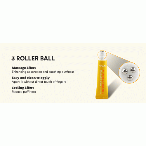 سرم دور چشم رولی ویتامین و کلاژن فارم‌ استی روشن کننده، آبرسان و کاهش خطوط ریز FarmStay Vitamin & Collagen Rolling Eye Serum