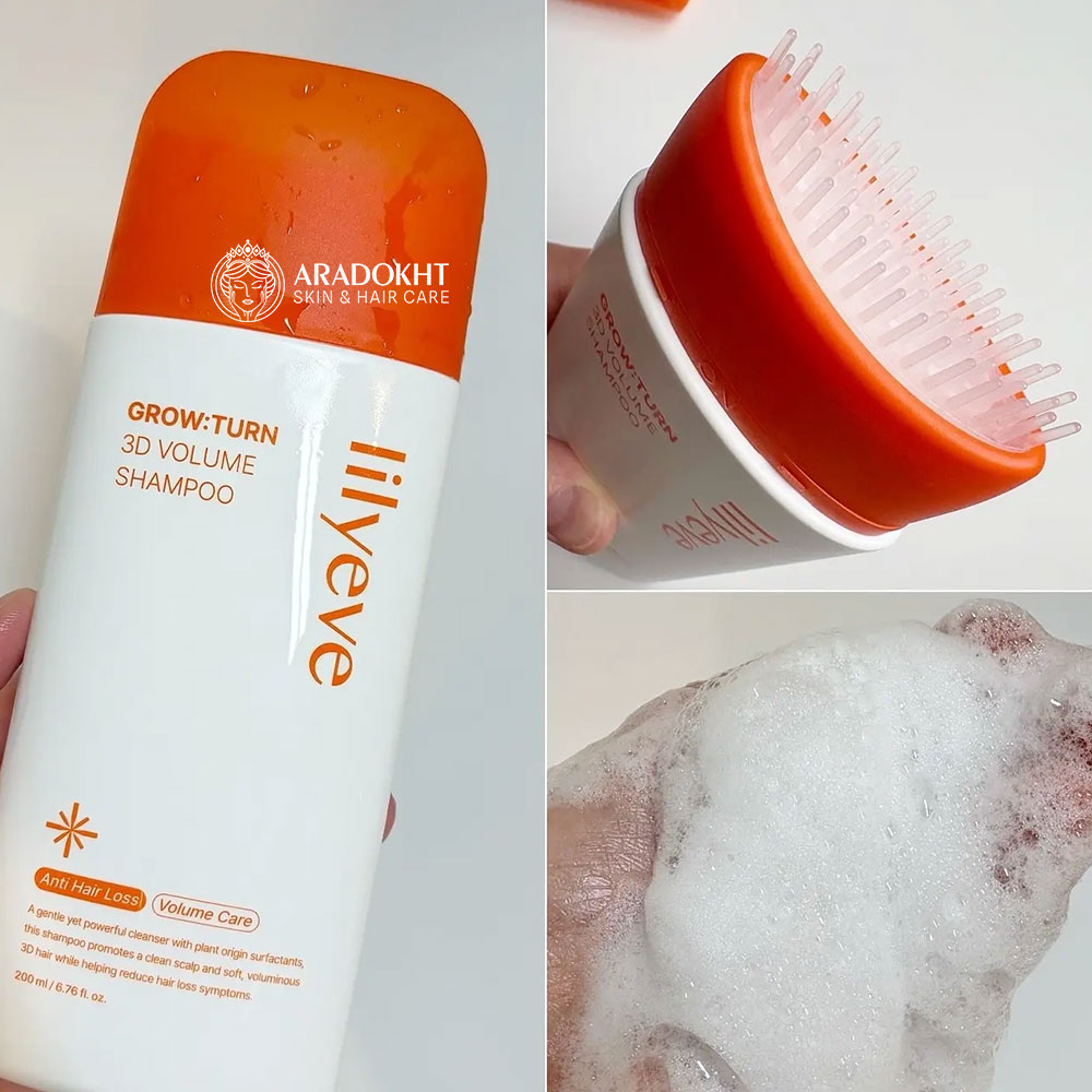 شامپو ضد ریزش و حجم دهنده موی لیلیوئه lilyeve Grow Turn Exosome 3D Volume Brush Shampoo