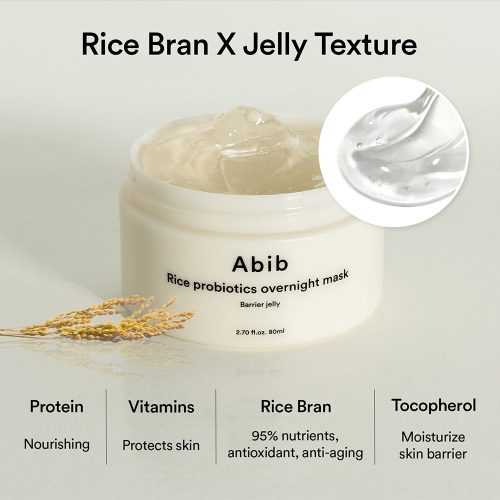 ماسک شب ژلی برنج و پروبیوتیک ابیب روشن کننده و تقویت کننده بریر پوست ABIB Rice Probiotics Overnight Mask Barrier Jelly
