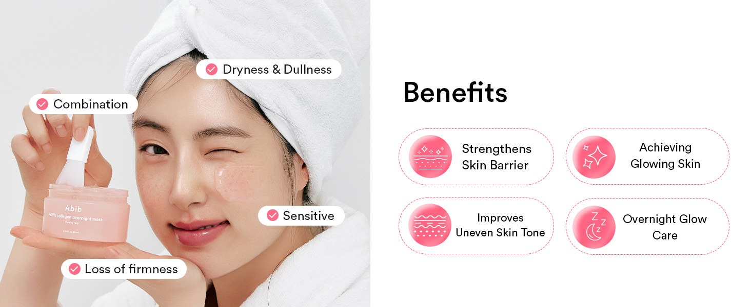 ماسک شب ژلی کلاژن و PDRN ابیب ضد چروک، آبرسان و درخشان کننده پوست Abib PDRN Collagen Overnight Face Mask Firming Jelly