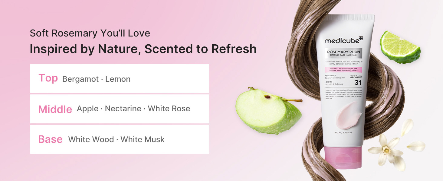 ماسک موی ترمیم کننده PDRN و رزماری مدی کیوب ضد ریزش، نرم کننده و ضد وز قوی مو Medicube Rosemary PDRN Damage Care Hair Mask