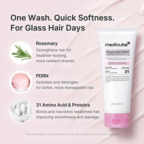 ماسک موی ترمیم کننده PDRN و رزماری مدی کیوب ضد ریزش، نرم کننده و ضد وز قوی مو Medicube Rosemary PDRN Damage Care Hair Mask