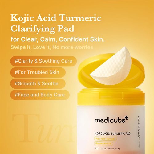 پد تونر روشن کننده کوجیک اسید و زردچوبه مدی کیوب MEDICUBE Kojic Acid Turmeric Pad