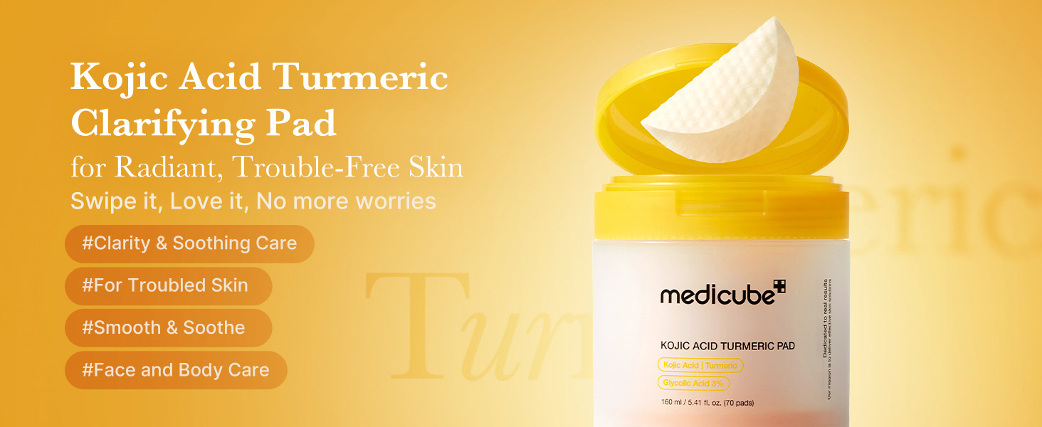 پد تونر روشن کننده کوجیک اسید و زردچوبه مدی کیوب MEDICUBE Kojic Acid Turmeric Pad